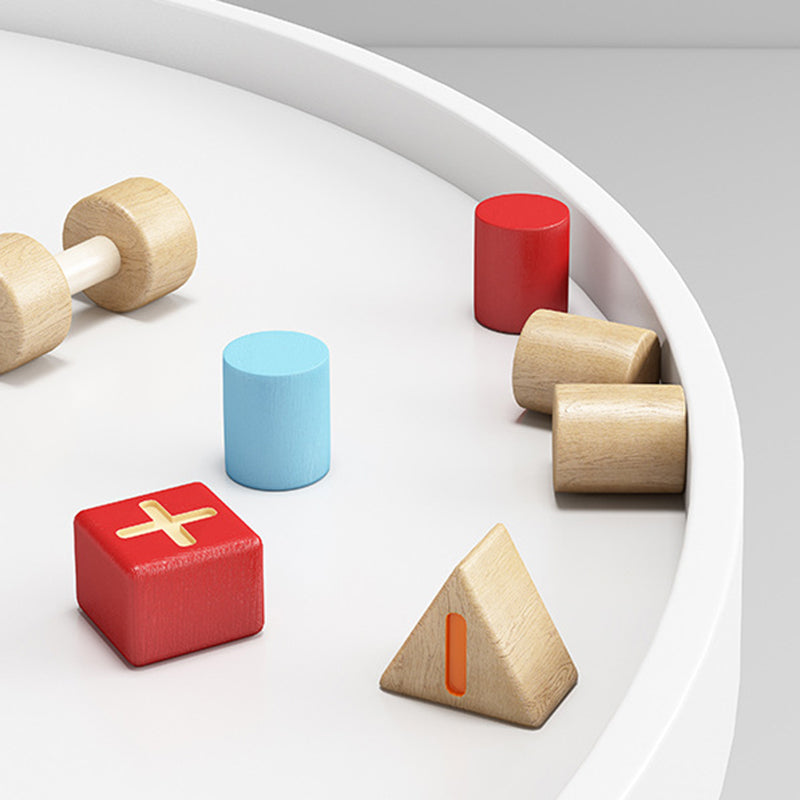 19.6"H Modern 3 Legs Wood Base Plastic Round Tray Top Coffee Table