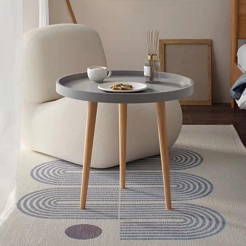 19.6"H Modern 3 Legs Wood Base Plastic Round Tray Top Coffee Table