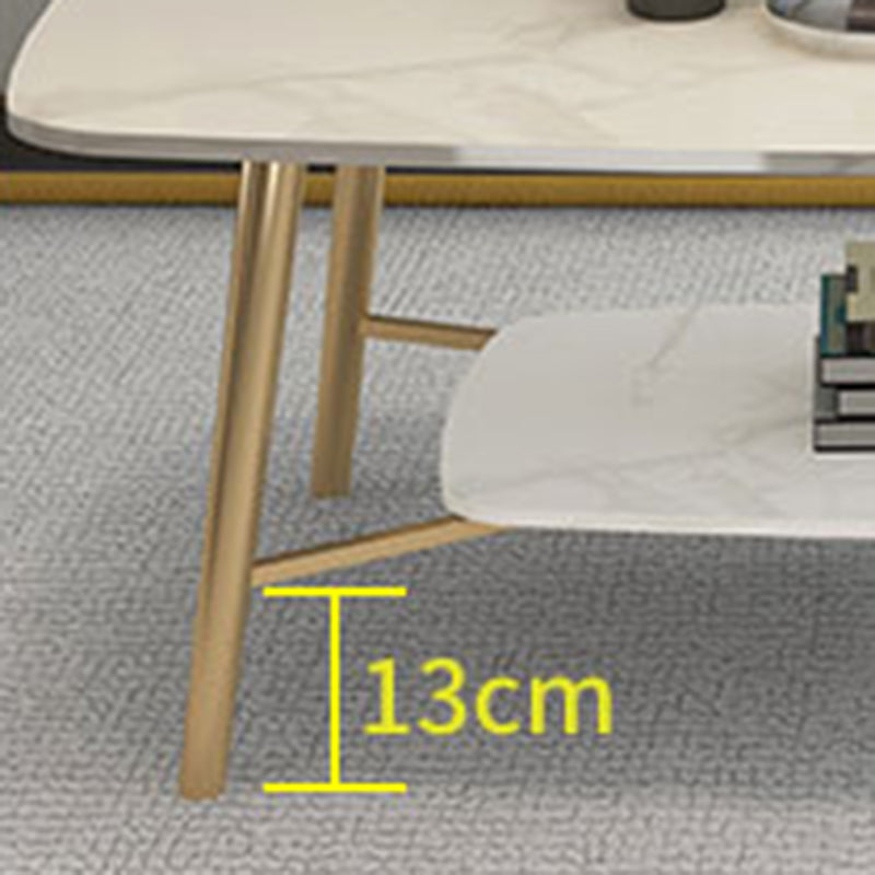 17.7"H Modern Ironcraft Cross Legs Slate Rectangular Table Top Coffee Table with Shelf