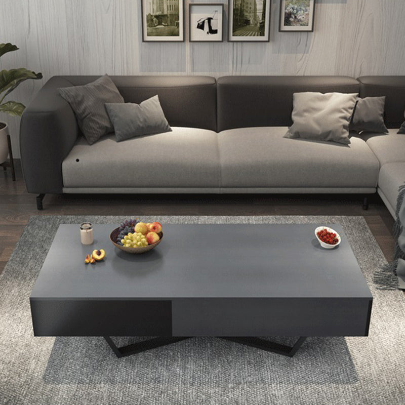 15.7"H Modern Metal Cross Leg Wood Rectangular Table Top Coffee Table