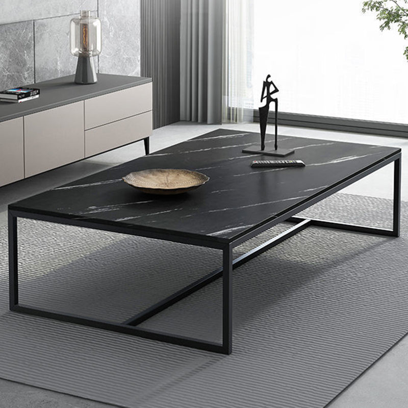 Modern Steel Trestle Base Rectangular Wood Table Top Coffee Table