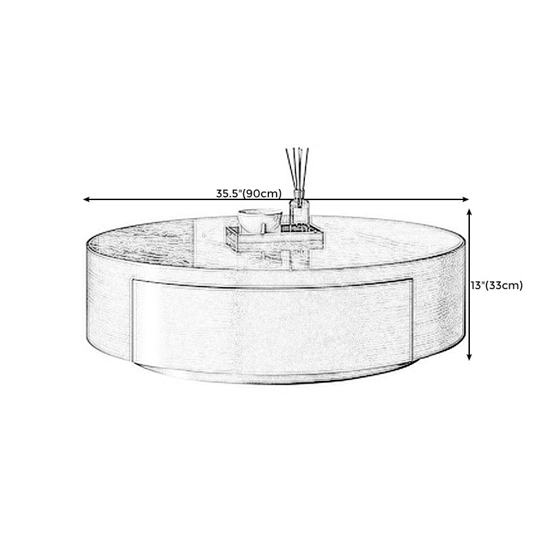 Drum Base Design Cocktail Table Rock Plate/tempered Glass Desktop Coffee Table