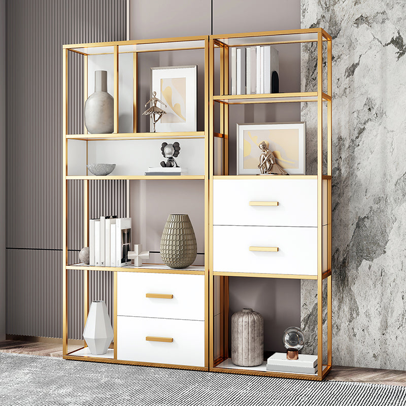 78.74"H Bookshelf Contemporary Style Bookcase with 2 Drawers for Home Office