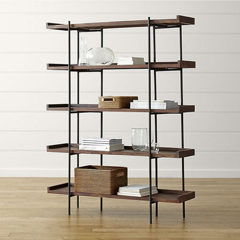Metal Etagere Bookcase Contemporary Open Back Book Shelf for Home Office