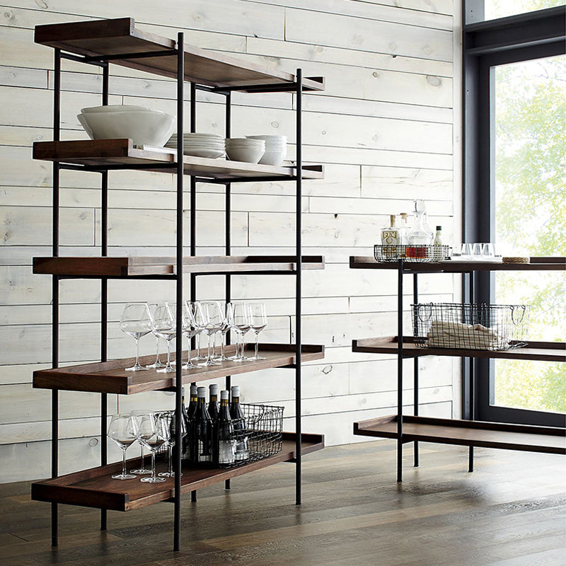 Metal Etagere Bookcase Contemporary Open Back Book Shelf for Home Office