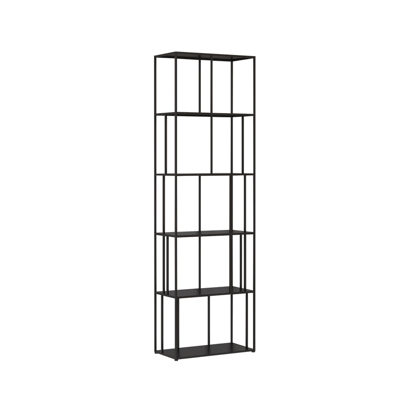 76.77"H Bookshelf Contemporary Style Open Back Black Bookcase for Home Office