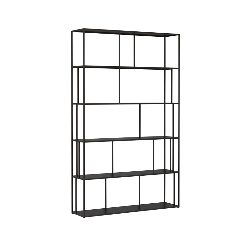 76.77"H Bookshelf Contemporary Style Open Back Black Bookcase for Home Office