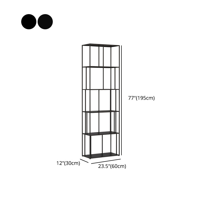 76.77"H Bookshelf Contemporary Style Open Back Black Bookcase for Home Office
