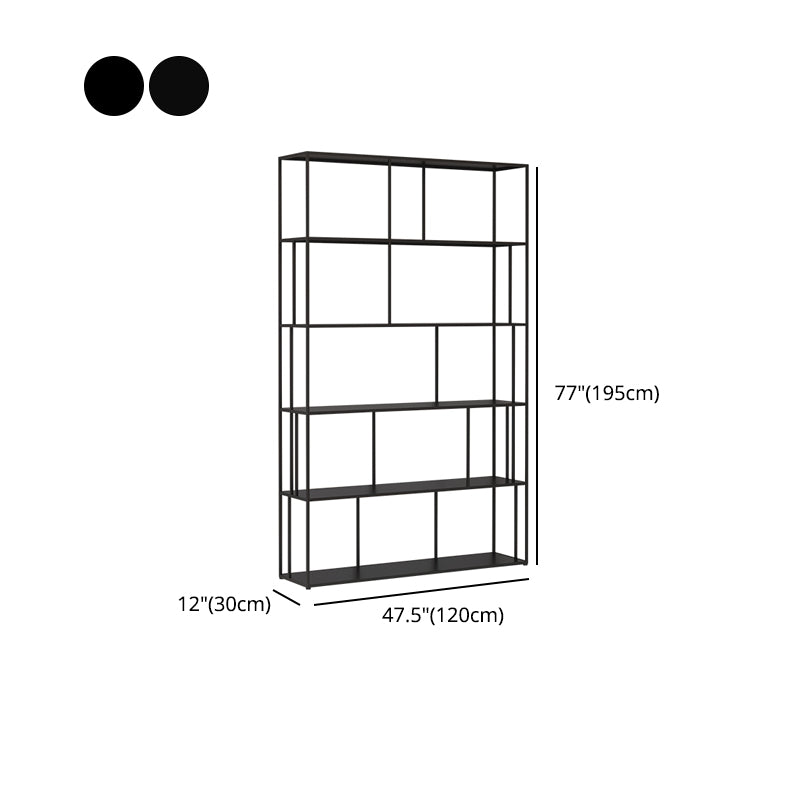 76.77"H Bookshelf Contemporary Style Open Back Black Bookcase for Home Office