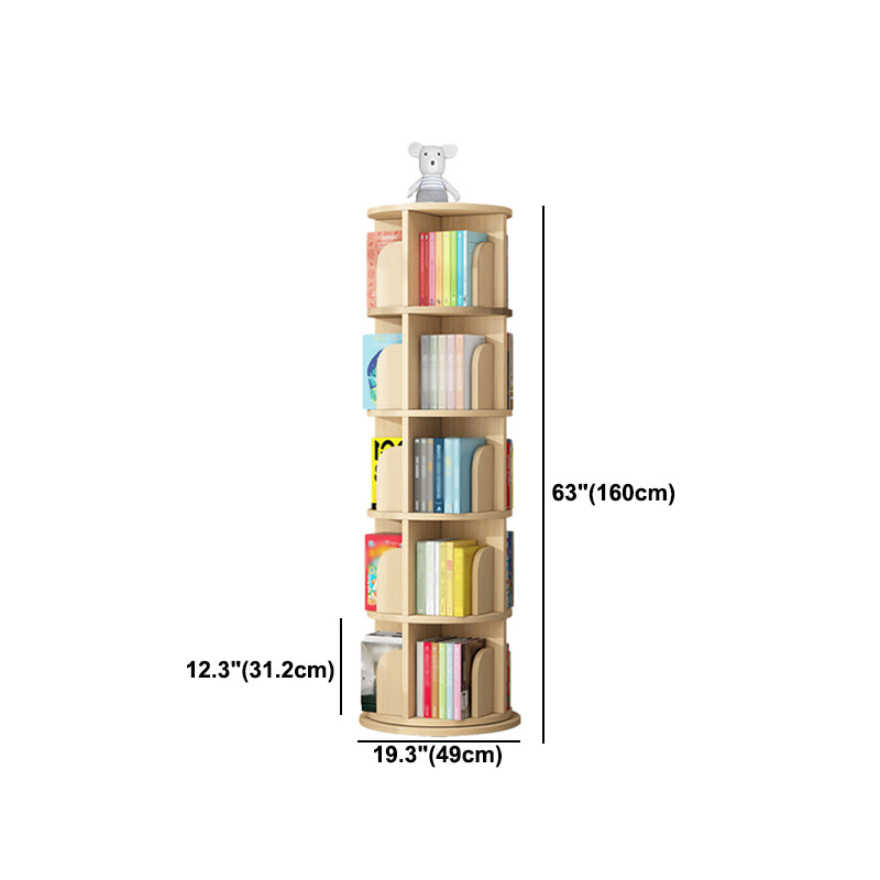 Contemporary Style Bookshelf Natural Solid Wood Bookcase for Home Office