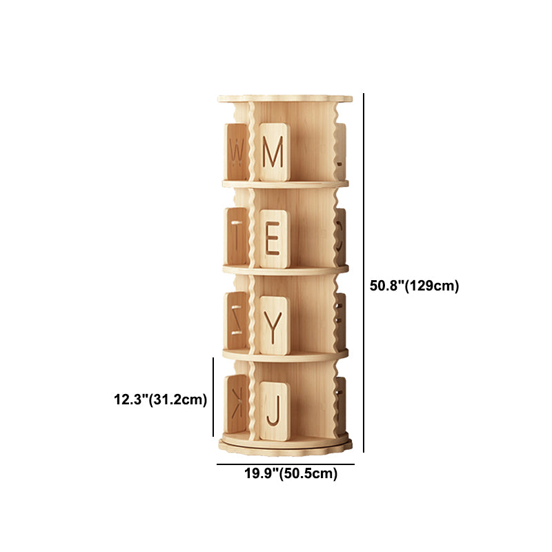 Contemporary Style Bookshelf Natural Solid Wood Bookcase for Home Office