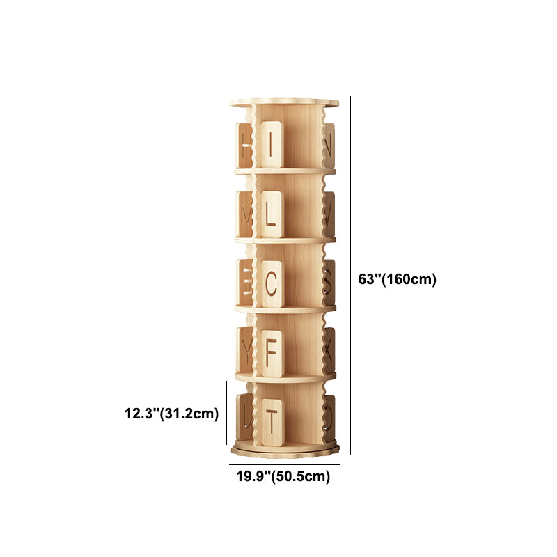 Contemporary Style Bookshelf Natural Solid Wood Bookcase for Home Office