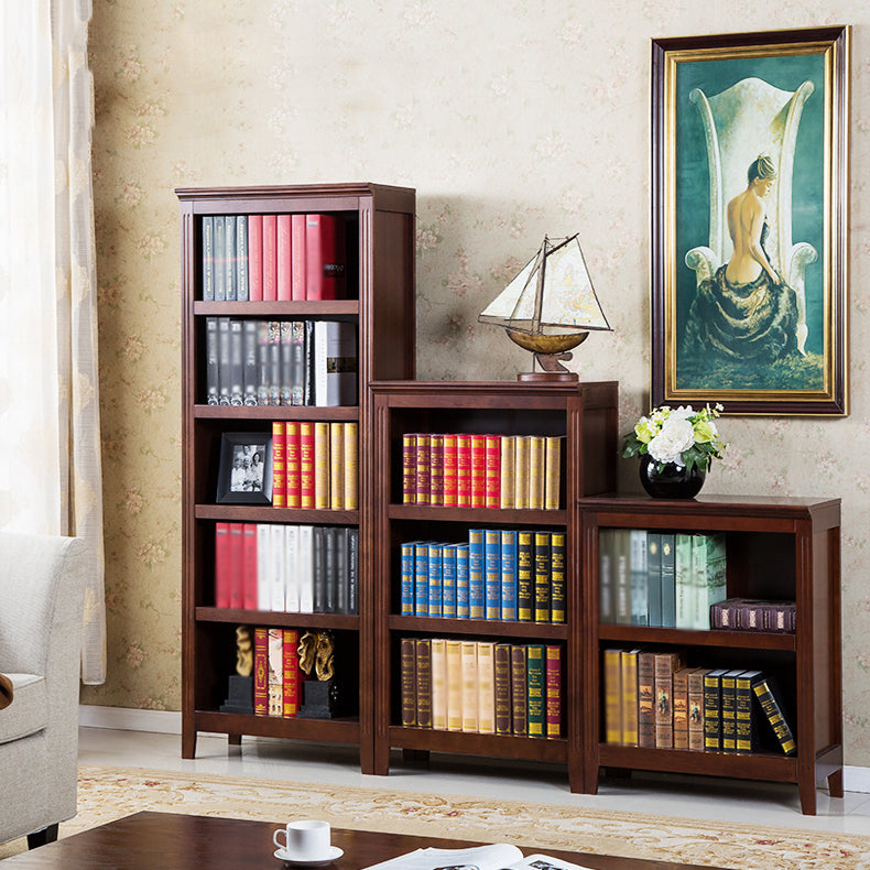 Contemporary Style Bookshelf Solid Wood Closed Back Bookcase for Office and Home