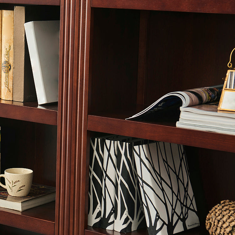 Contemporary Style Bookshelf Solid Wood Closed Back Bookcase for Office and Home