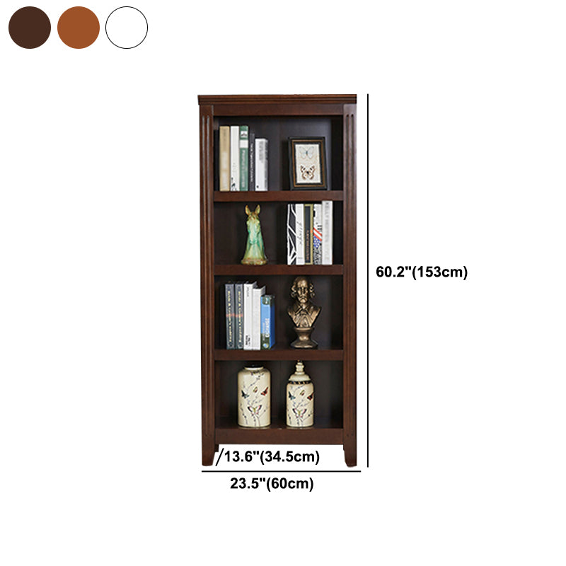 Contemporary Style Bookshelf Solid Wood Closed Back Bookcase for Office and Home