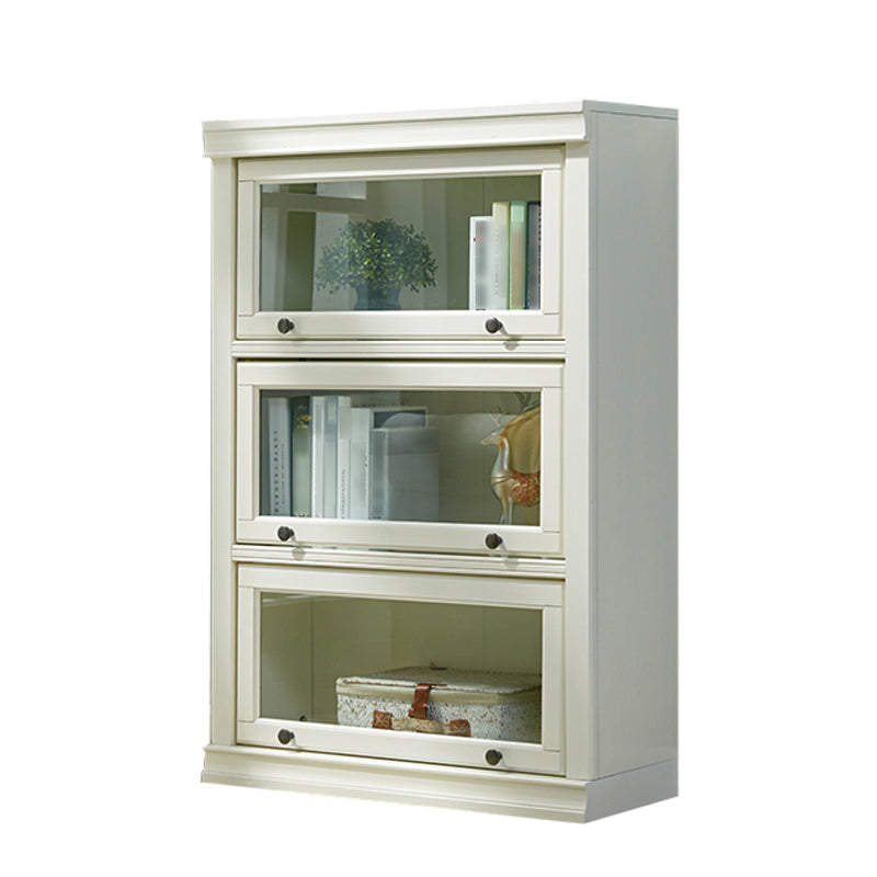 Contemporary Style Bookshelf with Door White Bookcase for Office and Study Room