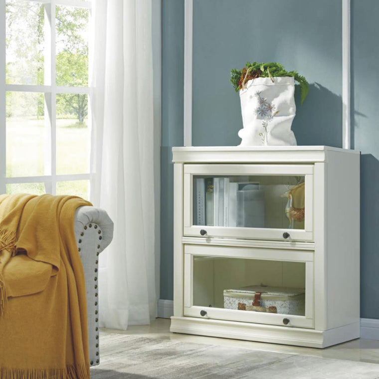 Contemporary Style Bookshelf with Door White Bookcase for Office and Study Room