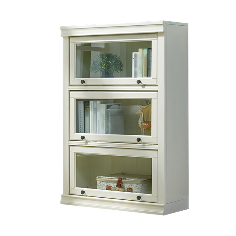 Contemporary Style Bookshelf with Door White Bookcase for Office and Study Room