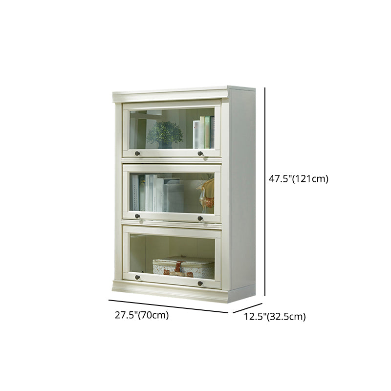 Contemporary Style Bookshelf with Door White Bookcase for Office and Study Room