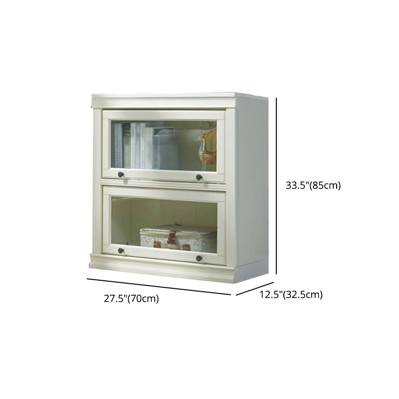 Contemporary Style Bookshelf with Door White Bookcase for Office and Study Room