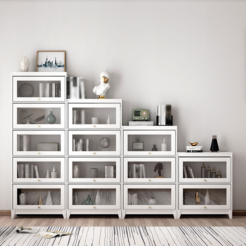 Manufactured Wood Standard Bookcase White Contemporary Bookcase with Glass Doors