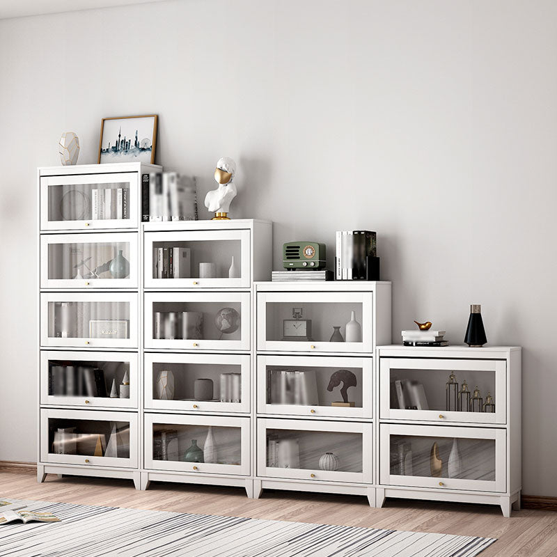 Manufactured Wood Standard Bookcase White Contemporary Bookcase with Glass Doors