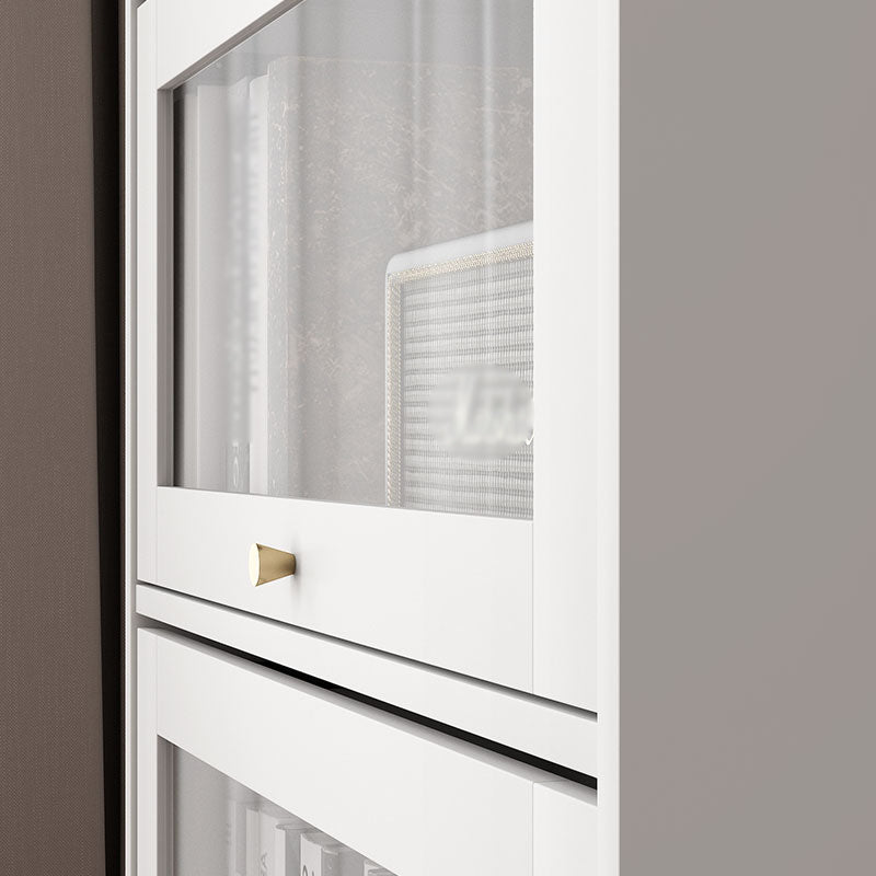 Manufactured Wood Standard Bookcase White Contemporary Bookcase with Glass Doors