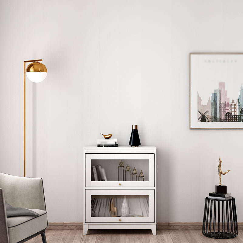 Manufactured Wood Standard Bookcase White Contemporary Bookcase with Glass Doors