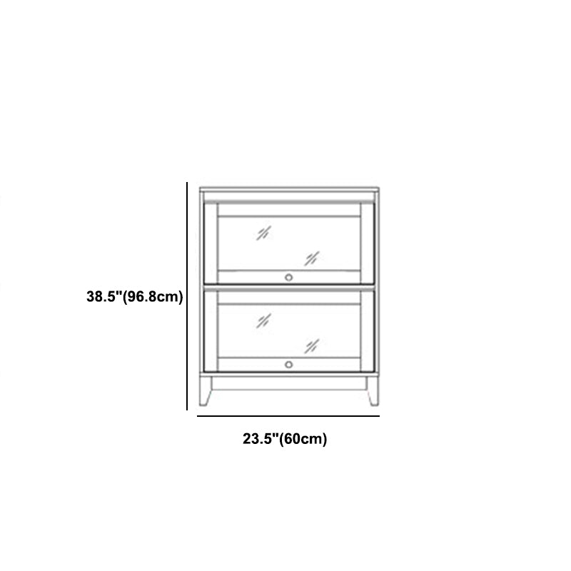 Manufactured Wood Standard Bookcase White Contemporary Bookcase with Glass Doors