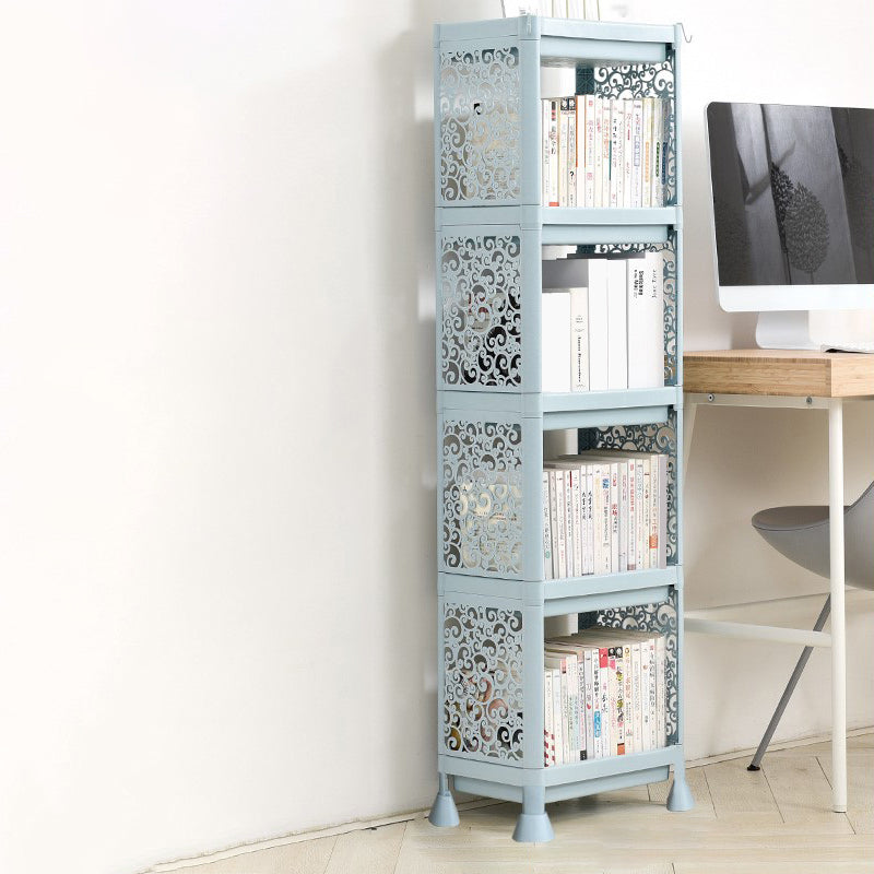 Contemporary Style Bookshelf Plastic Open Back Bookcase for Home Office