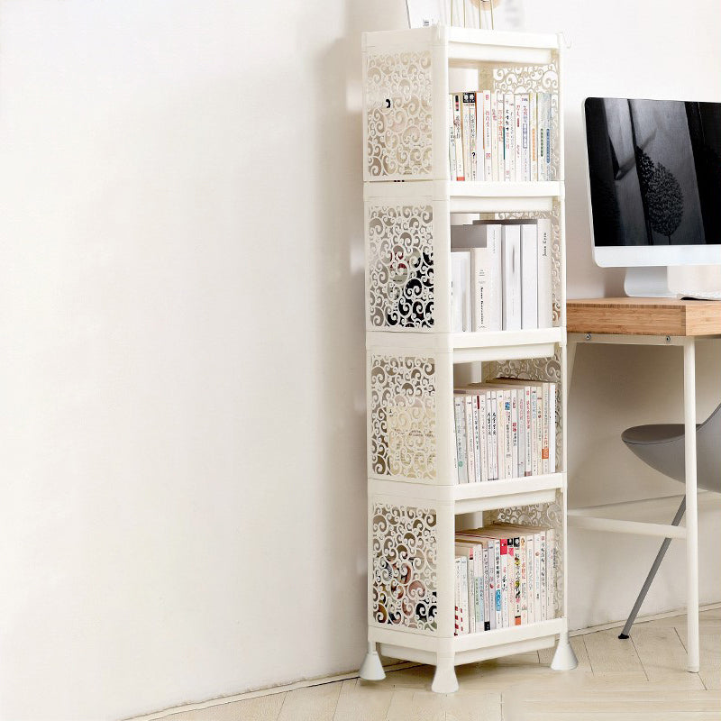 Contemporary Style Bookshelf Plastic Open Back Bookcase for Home Office