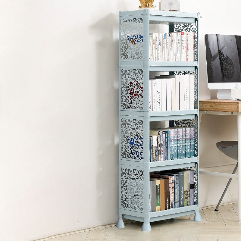 Contemporary Style Bookshelf Plastic Open Back Bookcase for Home Office