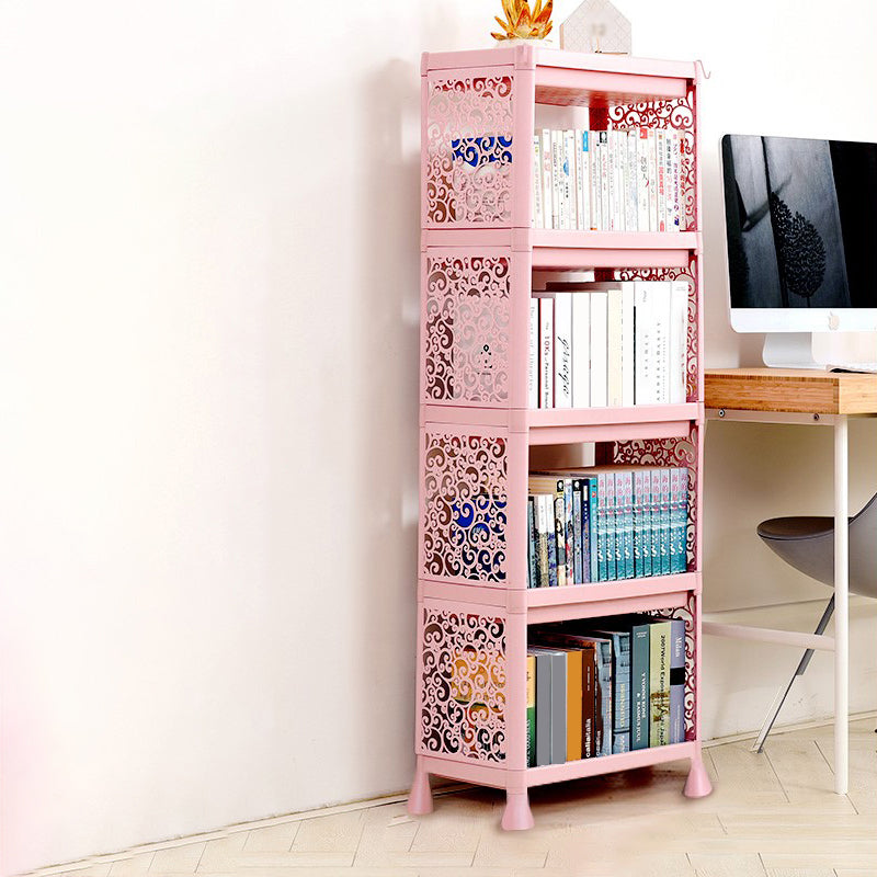 Contemporary Style Bookshelf Plastic Open Back Bookcase for Home Office