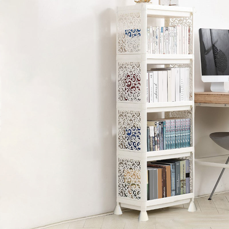 Contemporary Style Bookshelf Plastic Open Back Bookcase for Home Office