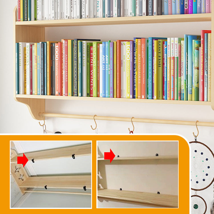 Modern Style Wood Bookshelf Wall Mounted Bookcase for Study Room