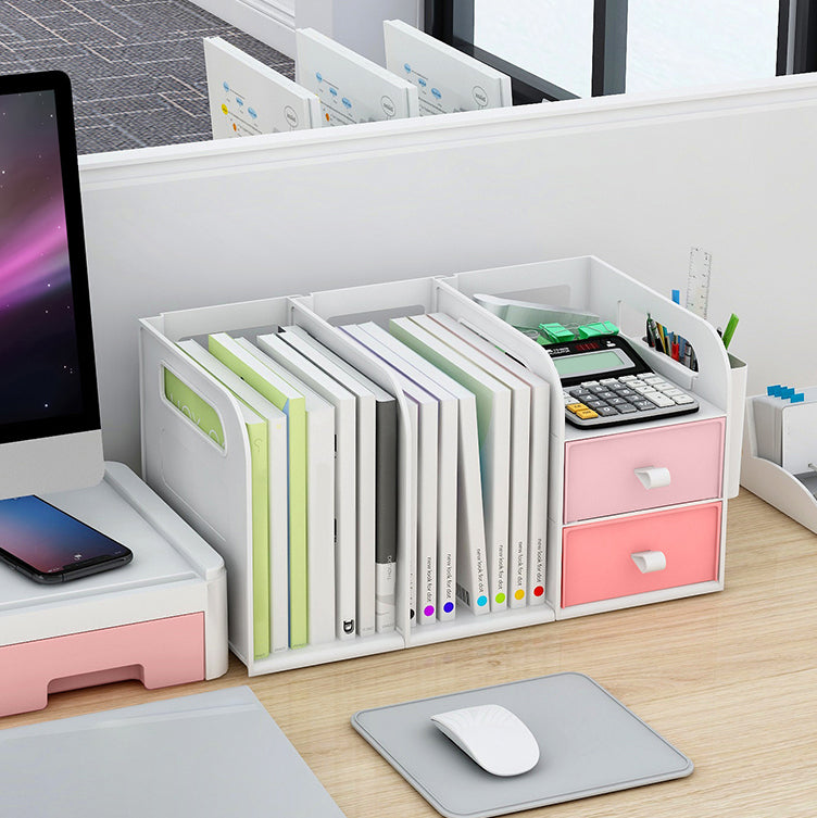 Contemporary Style Bookcase Plastic Bookshelf for Office and Dormitory