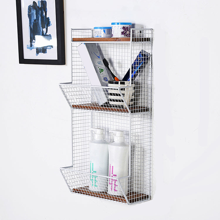 Industrial Wall Unit Bookshelf with Iron Frame Pine Wood Shelf