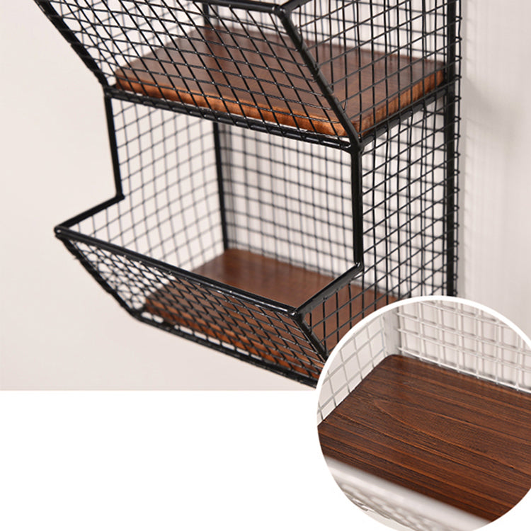 3/4-Shelf Industrial Wall Unit Bookshelf Iron Frame Pine Wood Bookshelf