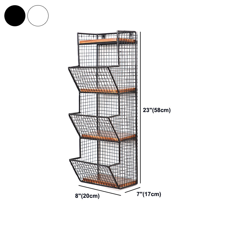 3/4-Shelf Industrial Wall Unit Bookshelf Iron Frame Pine Wood Bookshelf