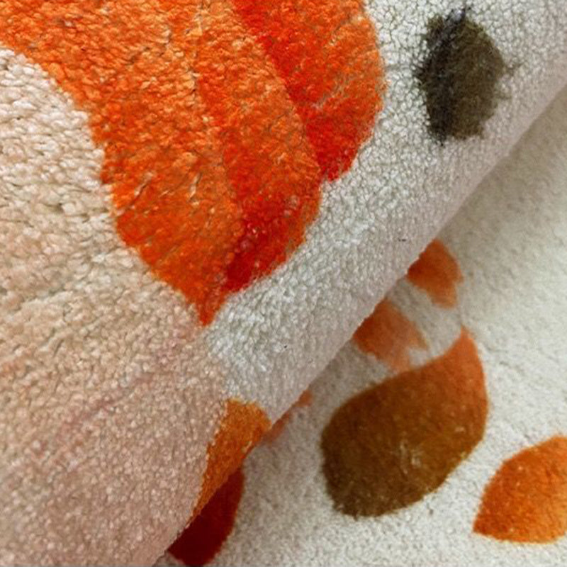Orange Modern Carpet Polyester Color Block Carpet Stain Resistant Carpet for Living Room