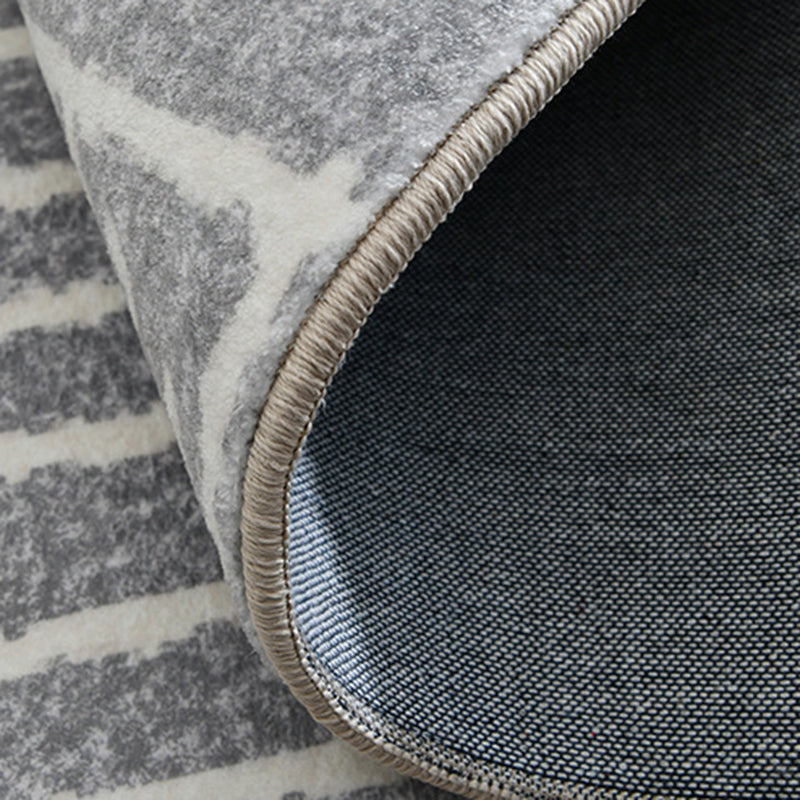 Gray Modern Carpet Polyester Line Carpet Washable Area Carpet for Living Room