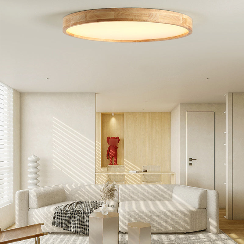 Modern Style Circle Shape Ceiling Lamp Wood 1 Light Ceiling Lighting for Dining Room