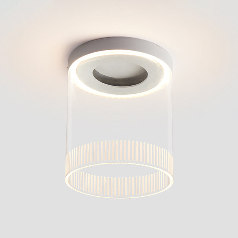 Cylinder Shape Ceiling Fixture Modern Style Metal One Light Ceiling Mounted Light