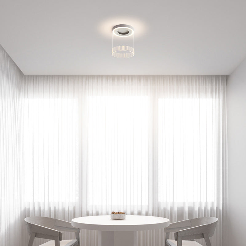 Cylinder Shape Ceiling Fixture Modern Style Metal One Light Ceiling Mounted Light