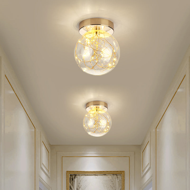 Modern Style Ball Flush Mount Lamp Glass 1 Light Flush Mount Lighting