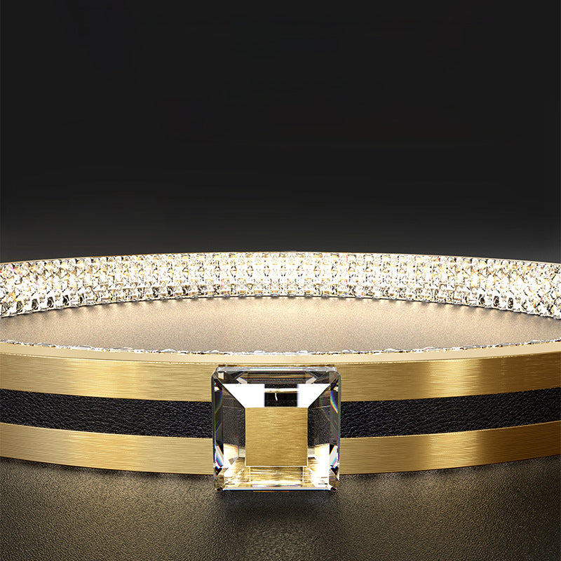 Postmodern Elliptic Hanging Lamp Aluminum Dining Room LED Island Lighting in Gold