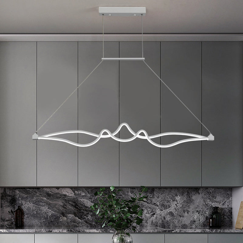 Nordic Aluminum Island Light Linear 2 Lights LED Island Pendant for Dining Room