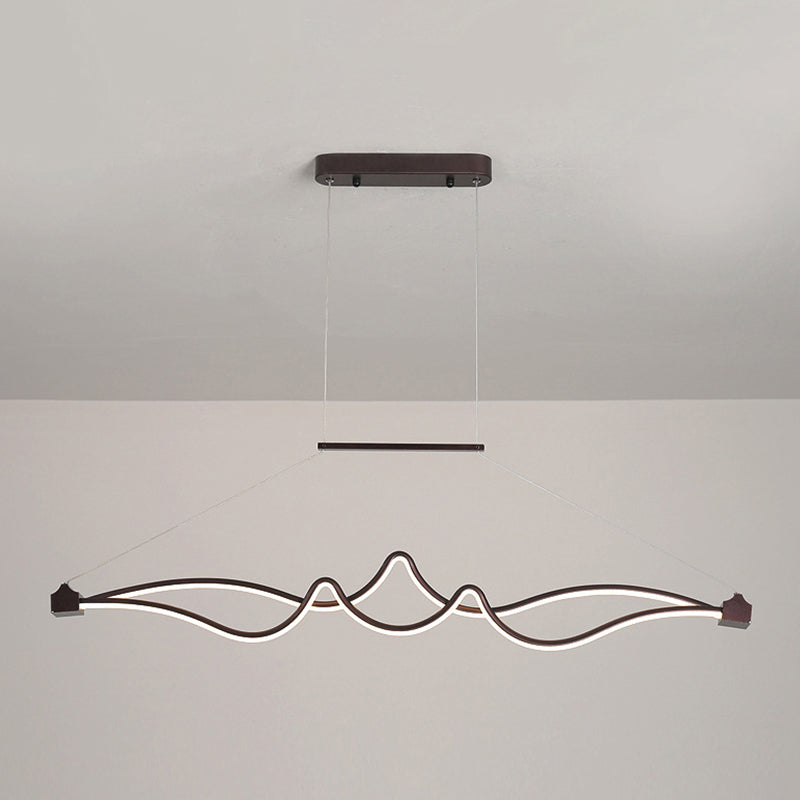 Nordic Aluminum Island Light Linear 2 Lights LED Island Pendant for Dining Room