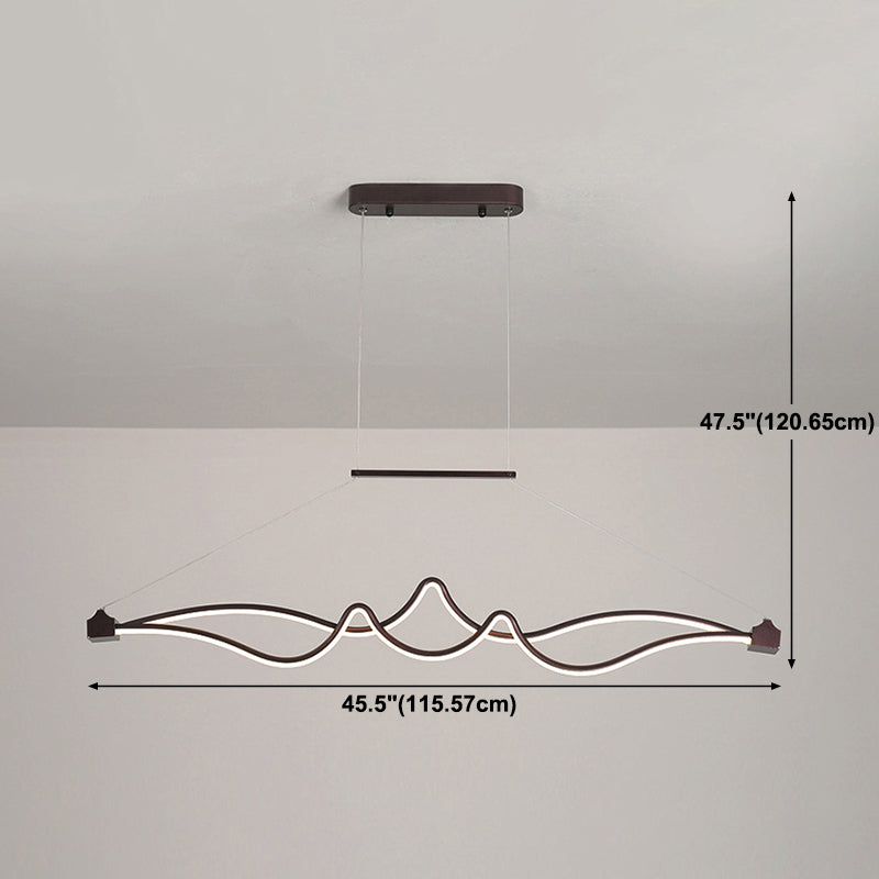 Nordic Aluminum Island Light Linear 2 Lights LED Island Pendant for Dining Room