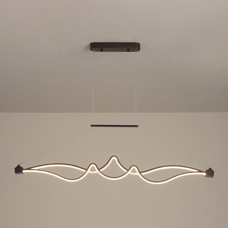 Nordic Aluminum Island Light Linear 2 Lights LED Island Pendant for Dining Room